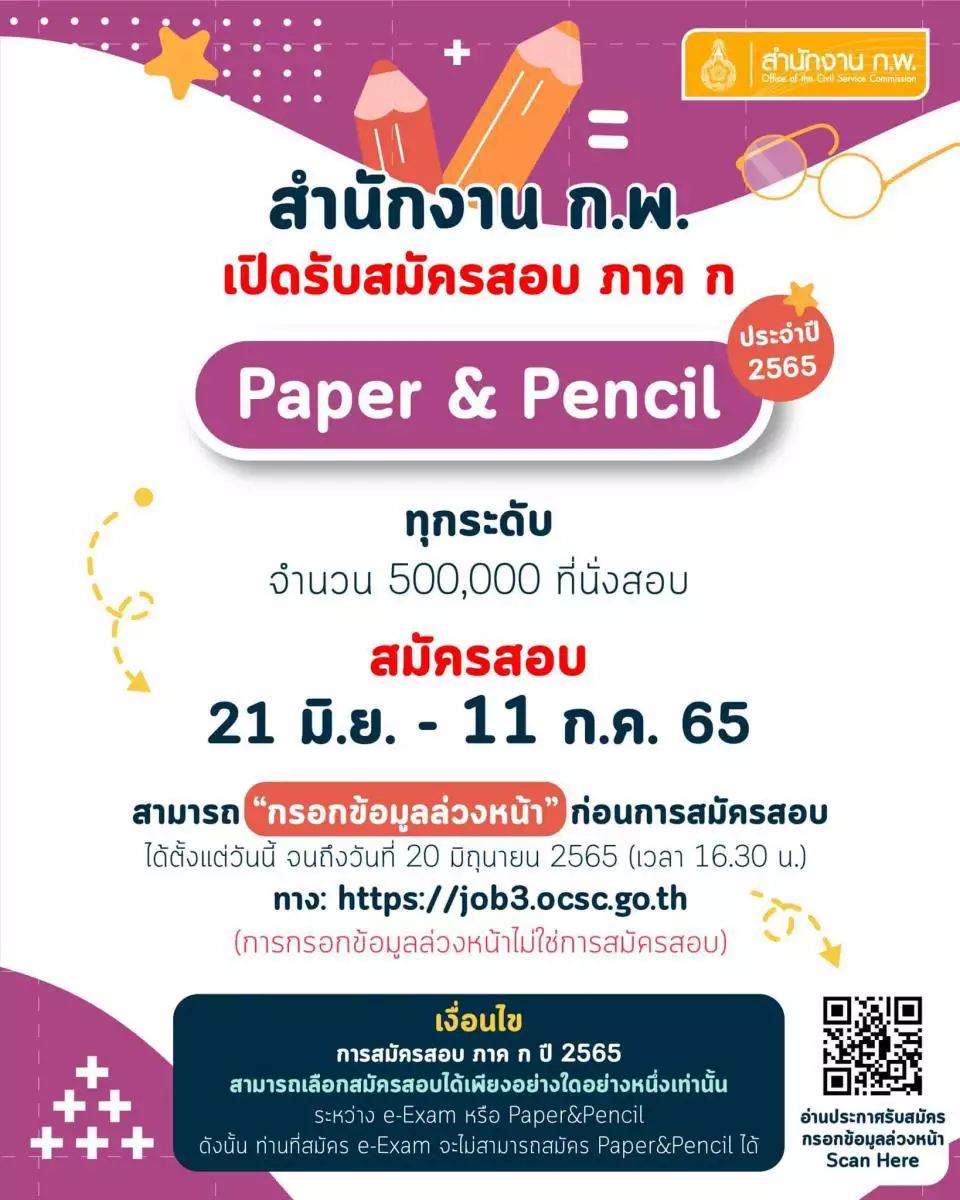 สมัครสอบ ก.พ.65 กรอกข้อมูลล่วงหน้าได้ที่นี่