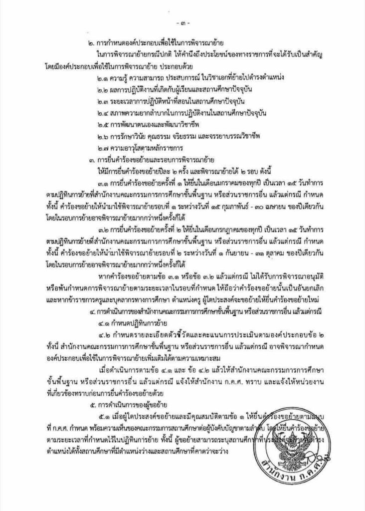 ประกาศแล้วเกณฑ์ย้ายครูใหม่ล่าสุด 2565