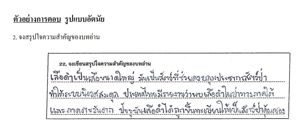 ตัวอย่างข้อสอบ O-NET แบบอัตนัย วิชาภาษาไทย ป.6 ปีการศึกษา 2565 ตัวอย่างข้อสอบ O-NET แบบอัตนัย วิชาภาษาไทย ป.6 ปีการศึกษา 2565