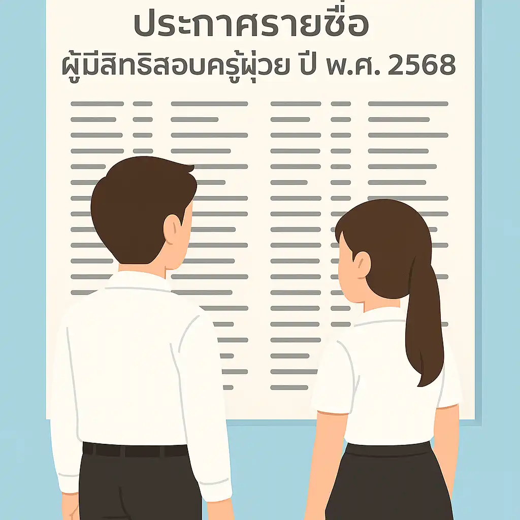 ประกาศรายชื่อผู้มีสิทธิสอบครูผู้ช่วย ปี พ.ศ. 2568