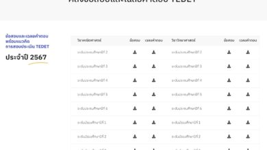 ดาวน์โหลดที่นี่ คลังข้อสอบและเฉลยคำตอบ TEDET