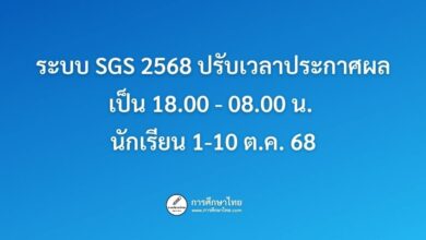 ระบบ SGS 2568 ปรับเวลาประกาศผล