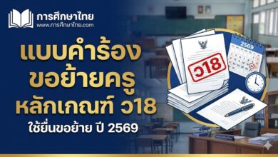 แบบคำร้อง ขอย้ายครู หลักเกณฑ์ ว18 ใช้ยื่นขอย้าย ปี 2569