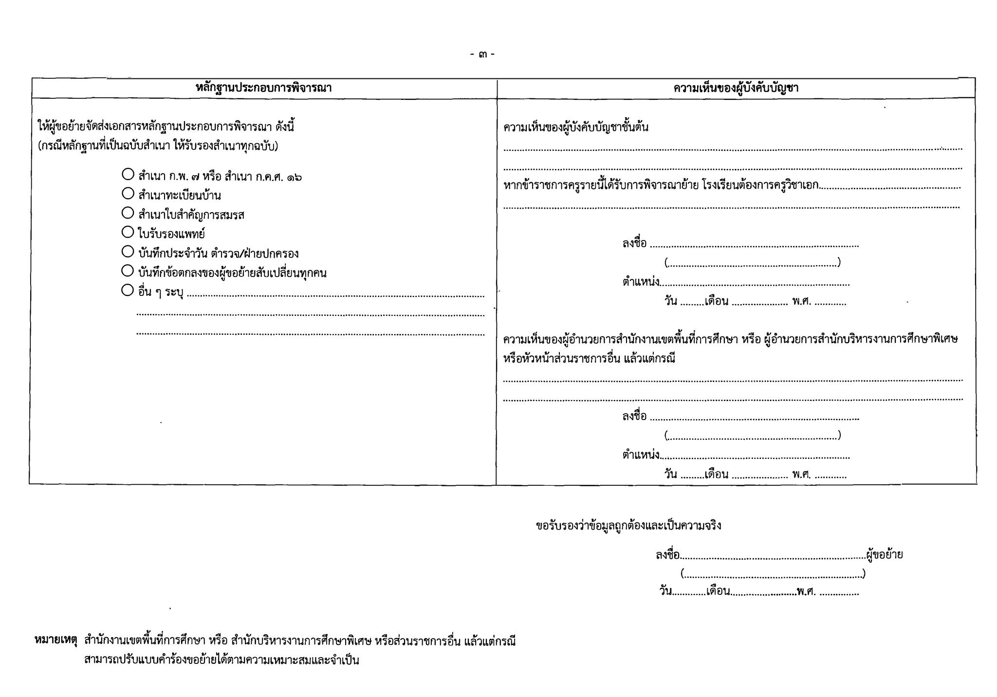 แบบคำร้องขอย้ายครู หลักเกณฑ์ ว18 3