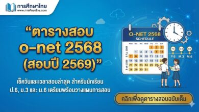 ตารางสอบ o-net 2568 (สอบปี 2569)