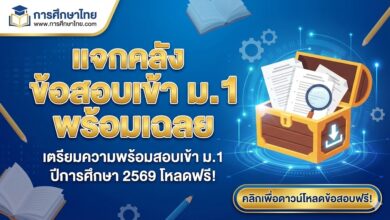 แจกคลังข้อสอบเข้า ม.1 พร้อมเฉลย ไฟล์ Word และ PDF