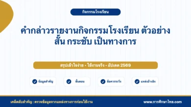 คำกล่าวรายงานกิจกรรมโรงเรียน ตัวอย่างสั้น กระชับ เป็นทางการ