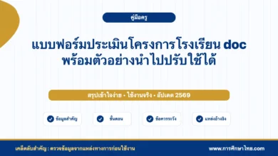 แบบฟอร์มประเมินโครงการโรงเรียน doc พร้อมตัวอย่างนำไปปรับใช้ได้