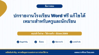 ปกรายงานโรงเรียน Word ฟรี แก้ไขได้ เหมาะสำหรับครูและนักเรียน