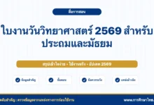 ใบงานวันวิทยาศาสตร์ 2569 สำหรับประถมและมัธยม