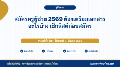 สมัครครูผู้ช่วย 2569 ต้องเตรียมเอกสารอะไรบ้าง เช็กลิสต์ก่อนสมัคร