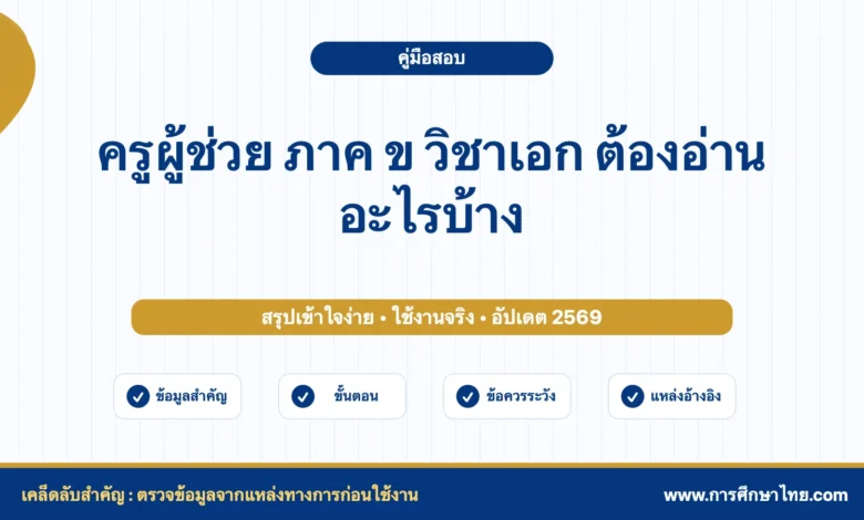 ครูผู้ช่วย ภาค ข วิชาเอก ต้องอ่านอะไรบ้าง สรุปแนวทางเตรียมสอบ