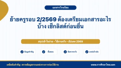 ย้ายครูรอบ 2/2569 ต้องเตรียมเอกสารอะไรบ้าง เช็กลิสต์ก่อนยื่น