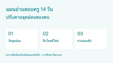 แผนอ่านสอบใบประกอบวิชาชีพครู 14 วัน