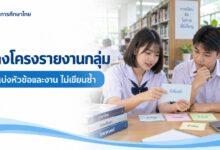 ใบวางโครงรายงานกลุ่ม: แบ่งหัวข้อและงานโดยไม่เขียนซ้ำกัน