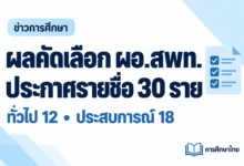ภาพปกข่าวโทนฟ้าขาว ประกาศผลคัดเลือก ผอ.สพท. 2569 รวม 30 ราย แยกทั่วไป 12 ประสบการณ์ 18